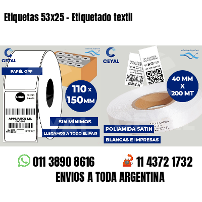 Etiquetas 53x25 - Etiquetado textil