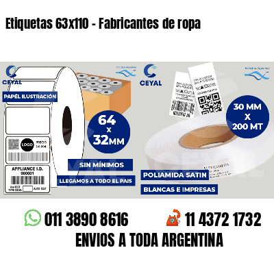 Etiquetas 63x110 - Fabricantes de ropa