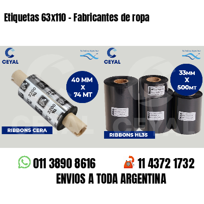 Etiquetas 63x110 - Fabricantes de ropa