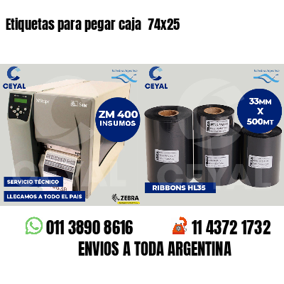 Etiquetas para pegar caja  74x25