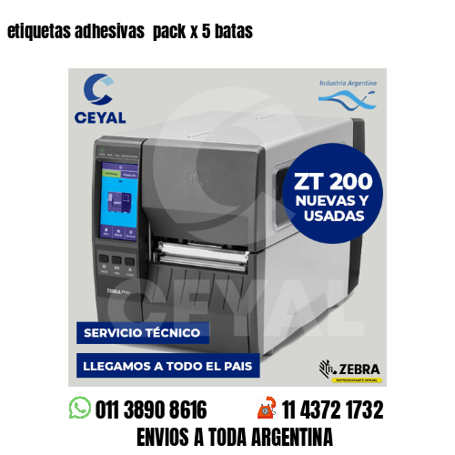 etiquetas adhesivas  pack x 5 batas