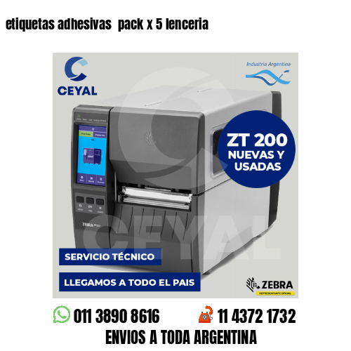 etiquetas adhesivas  pack x 5 lenceria