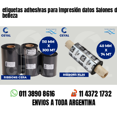 etiquetas adhesivas para impresión datos Salones de belleza