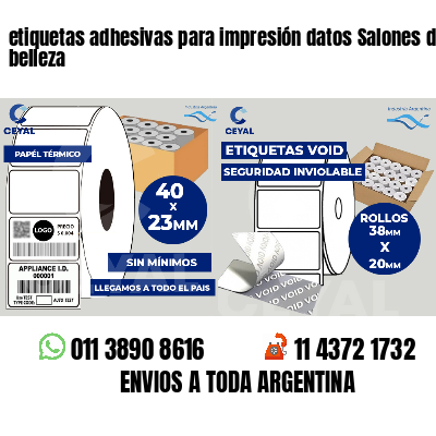 etiquetas adhesivas para impresión datos Salones de belleza
