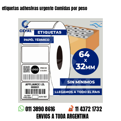 etiquetas adhesivas urgente Comidas por peso