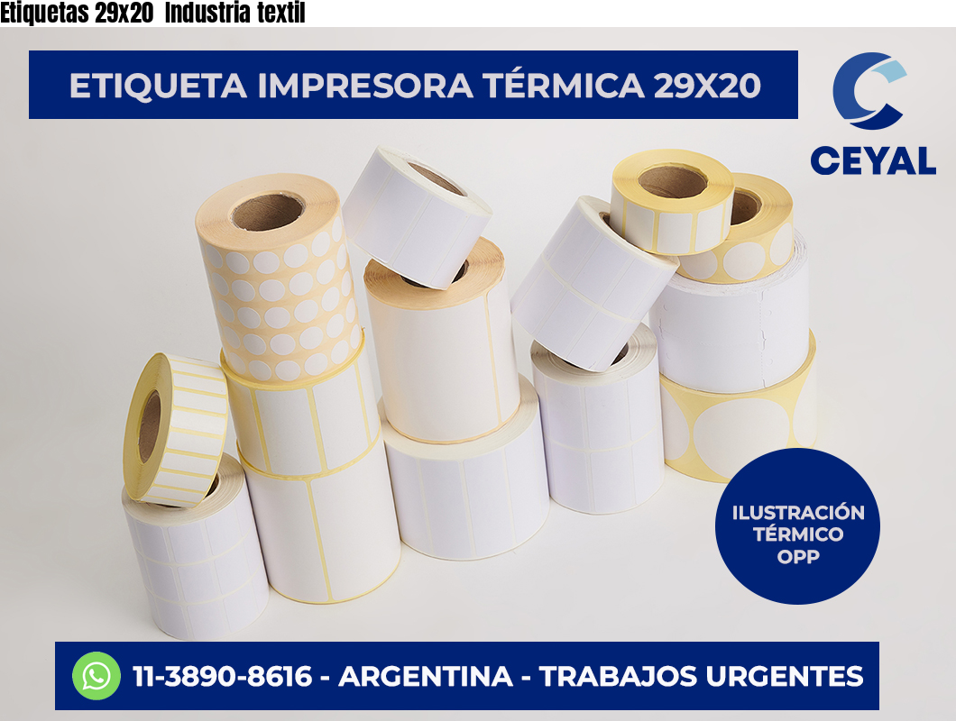 Etiquetas 29x20  Industria textil