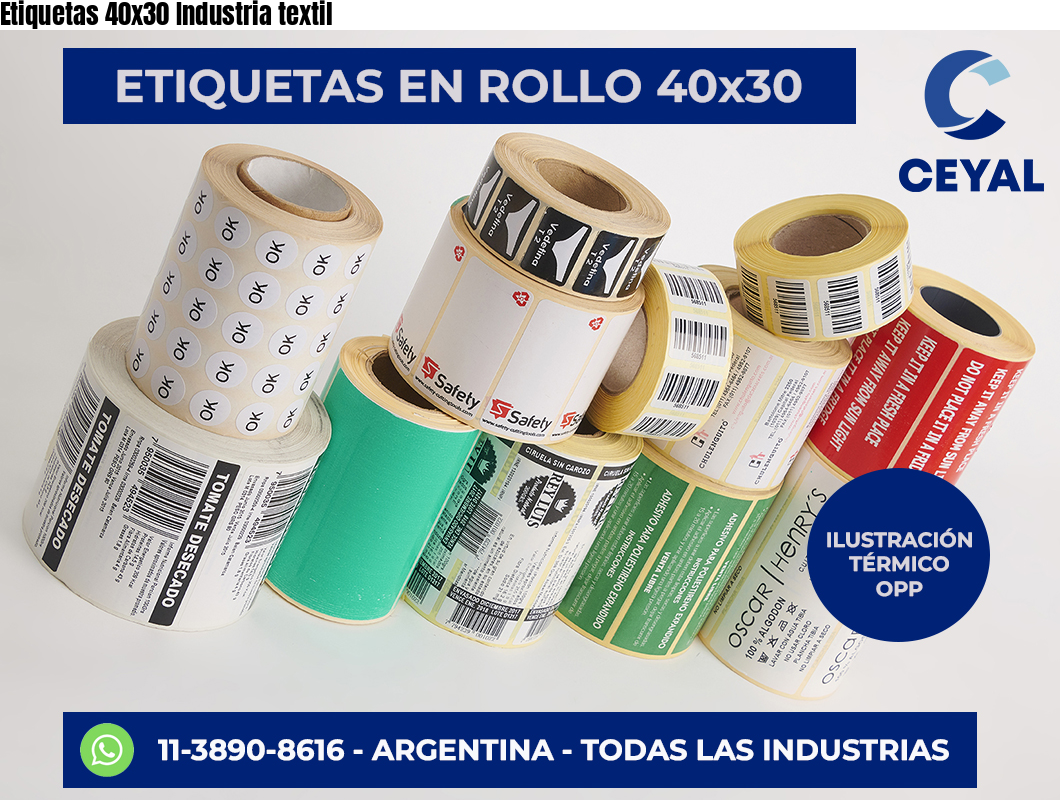 Etiquetas 40×30 Industria textil