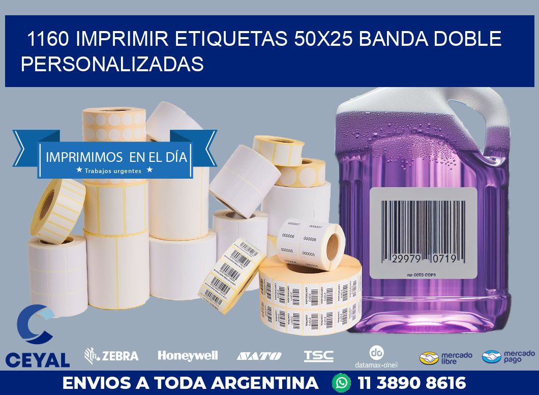 1160 IMPRIMIR ETIQUETAS 50X25 BANDA DOBLE PERSONALIZADAS