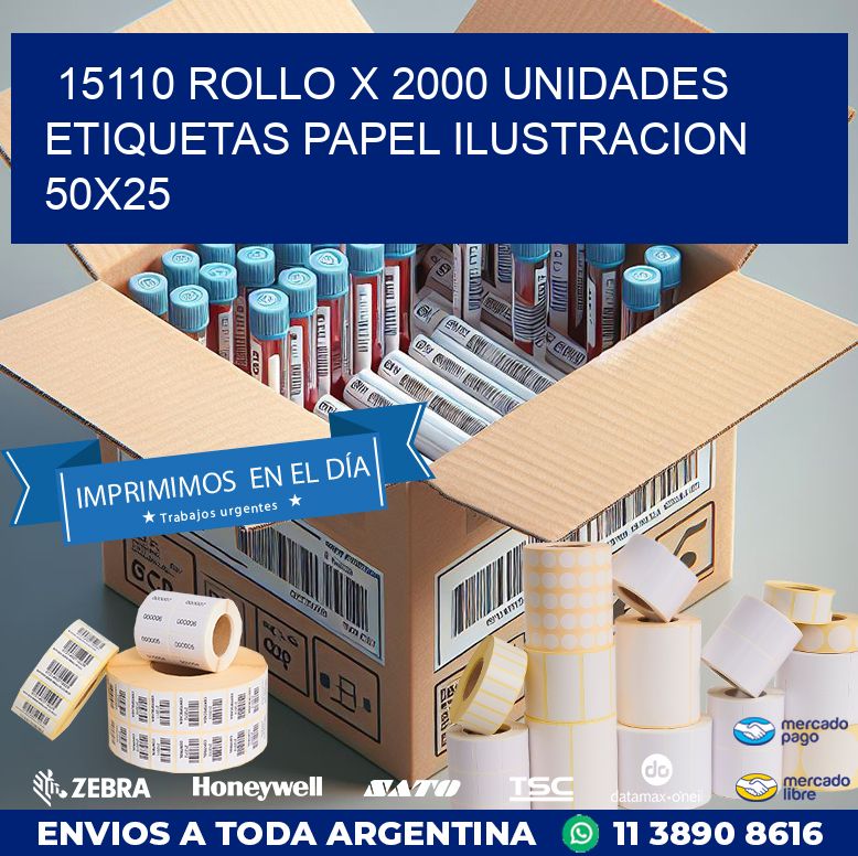 15110 ROLLO X 2000 UNIDADES ETIQUETAS PAPEL ILUSTRACION 50X25