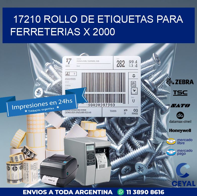 17210 ROLLO DE ETIQUETAS PARA FERRETERIAS X 2000