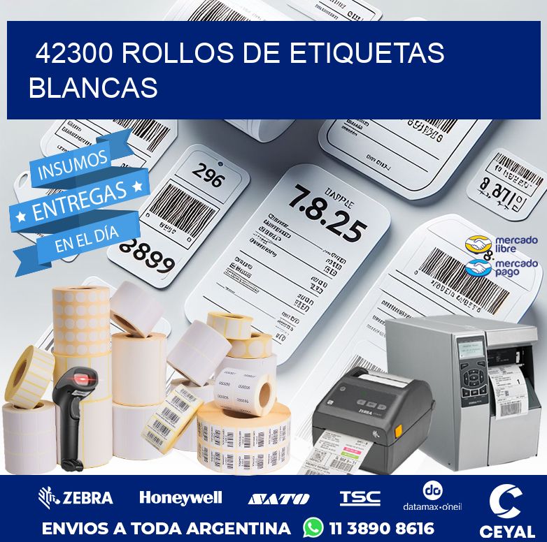 42300 ROLLOS DE ETIQUETAS BLANCAS
