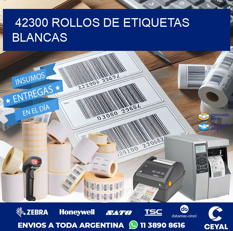 42300 ROLLOS DE ETIQUETAS BLANCAS