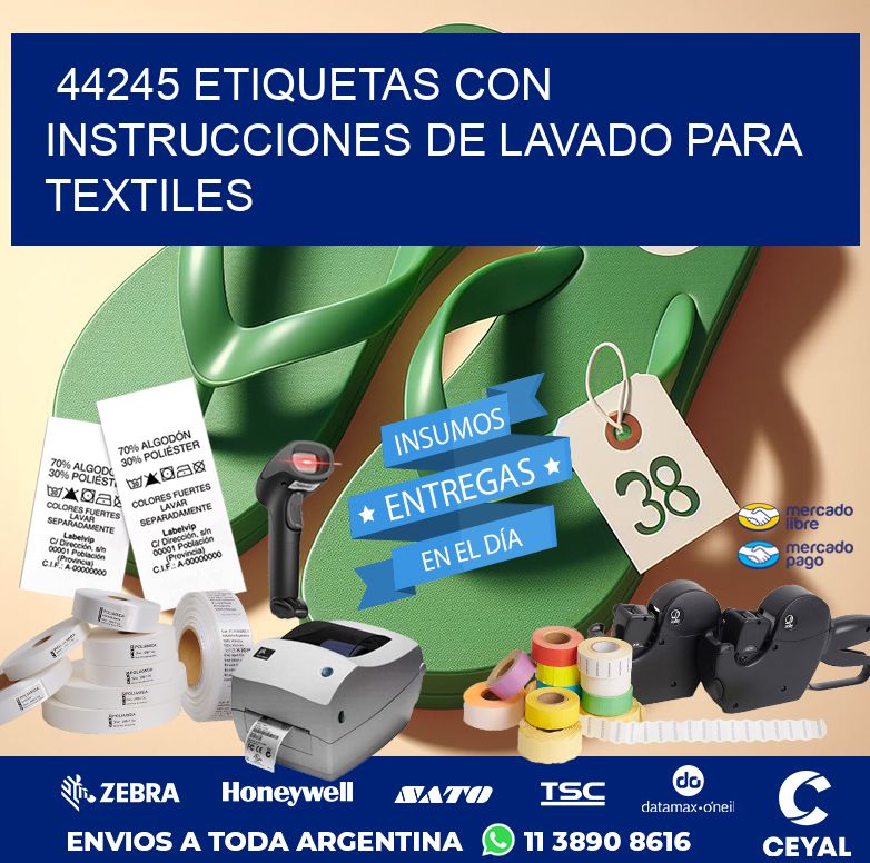 44245 ETIQUETAS CON INSTRUCCIONES DE LAVADO PARA TEXTILES
