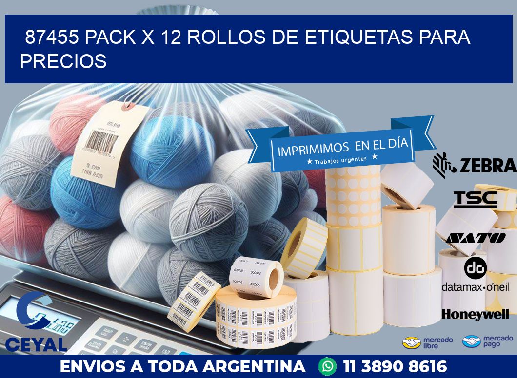 87455 PACK X 12 ROLLOS DE ETIQUETAS PARA PRECIOS