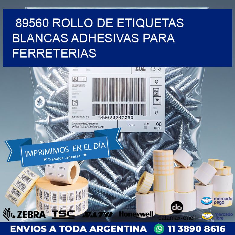 89560 ROLLO DE ETIQUETAS BLANCAS ADHESIVAS PARA FERRETERIAS