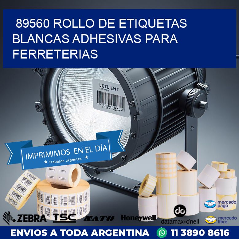 89560 ROLLO DE ETIQUETAS BLANCAS ADHESIVAS PARA FERRETERIAS