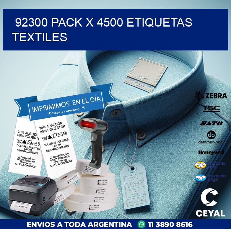 92300 PACK X 4500 ETIQUETAS TEXTILES