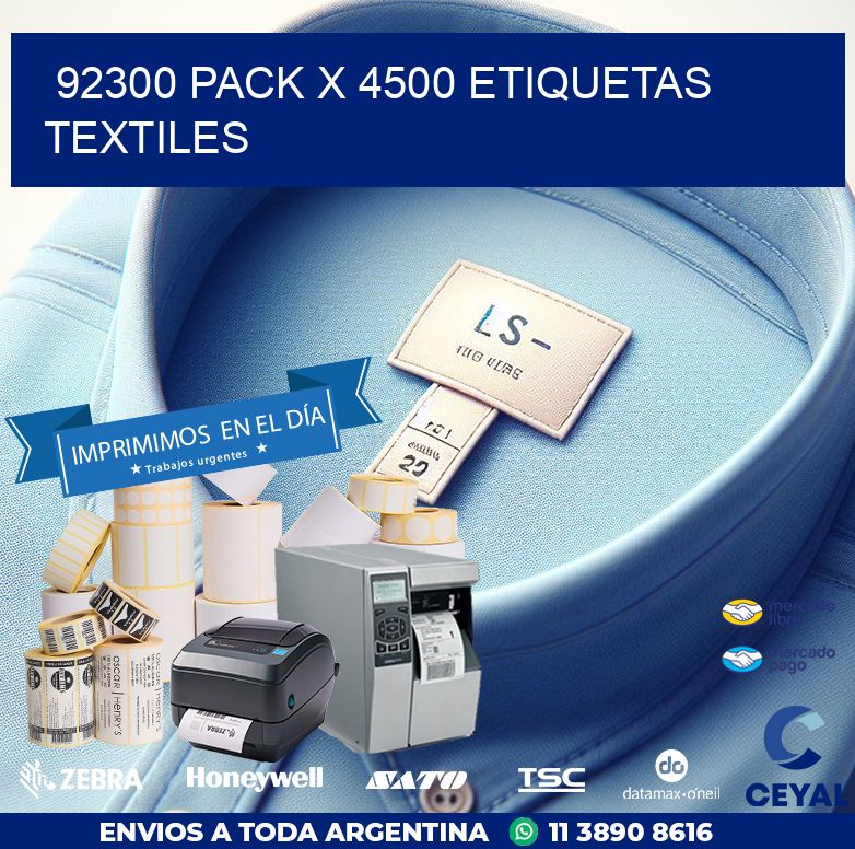 92300 PACK X 4500 ETIQUETAS TEXTILES