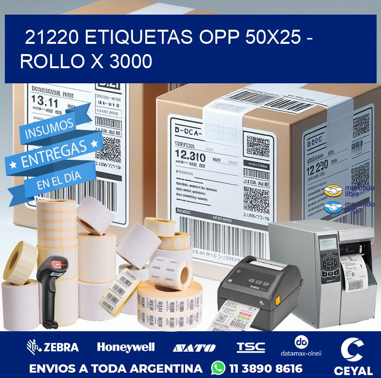 21220 ETIQUETAS OPP 50X25 - ROLLO X 3000