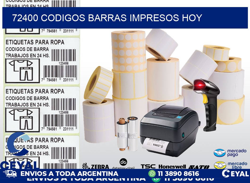 72400 CODIGOS BARRAS IMPRESOS HOY