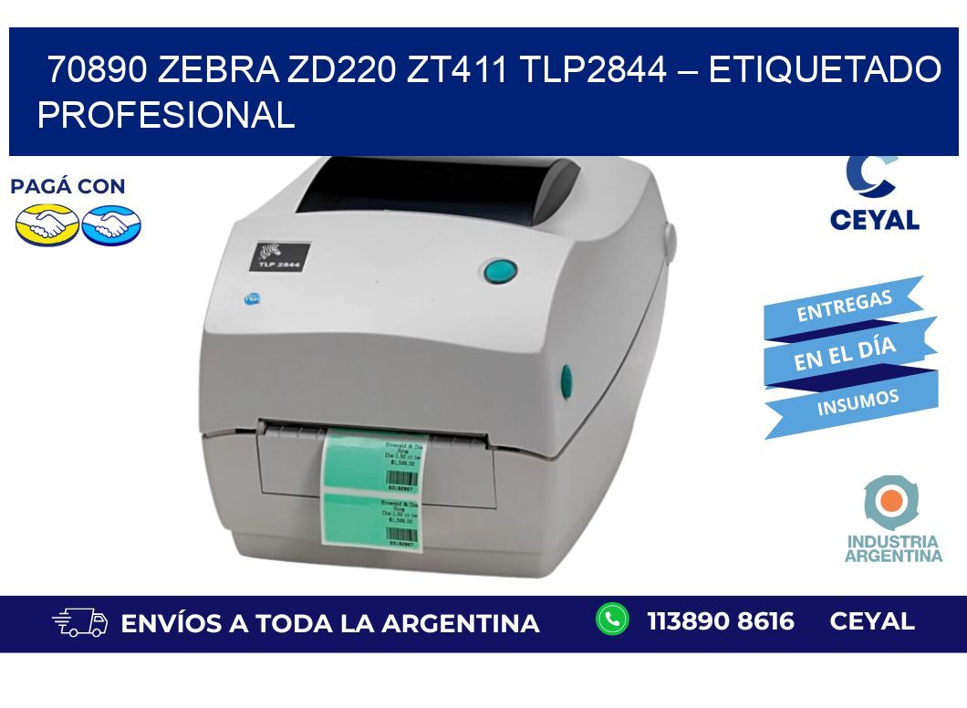 70890 Zebra ZD220 ZT411 TLP2844 – Etiquetado Profesional