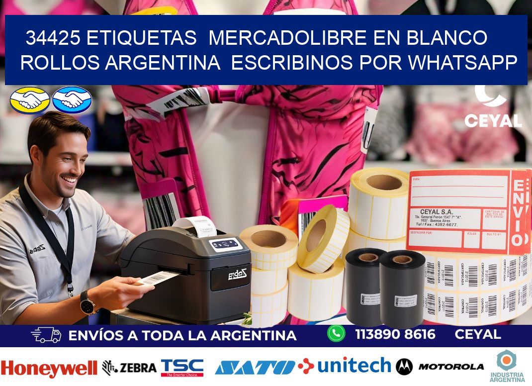 34425 ETIQUETAS  MERCADOLIBRE EN BLANCO ROLLOS ARGENTINA  ESCRIBINOS POR WHATSAPP