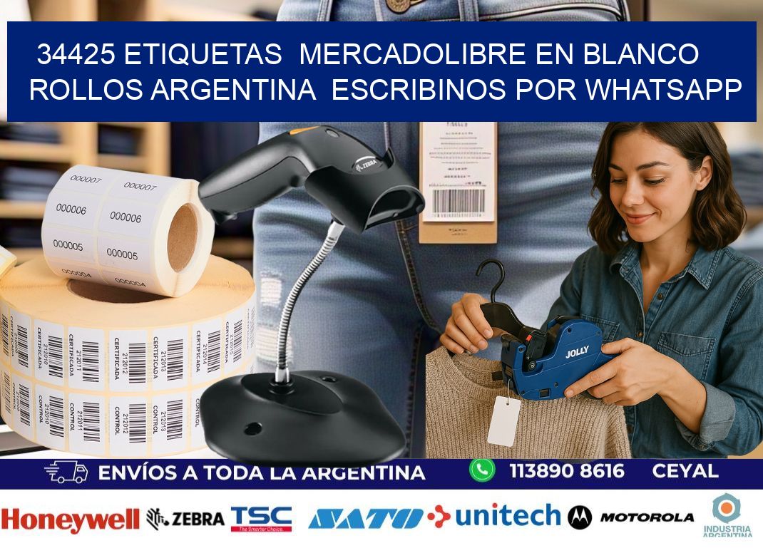 34425 ETIQUETAS  MERCADOLIBRE EN BLANCO ROLLOS ARGENTINA  ESCRIBINOS POR WHATSAPP