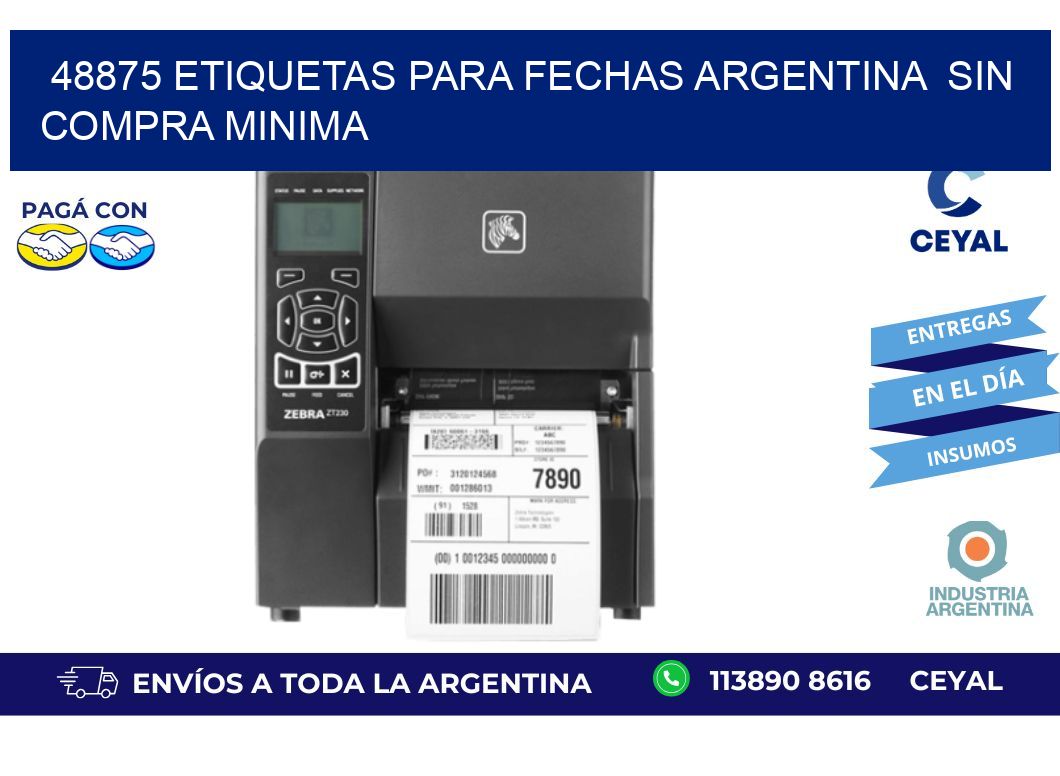 48875 ETIQUETAS PARA FECHAS ARGENTINA  SIN COMPRA MINIMA