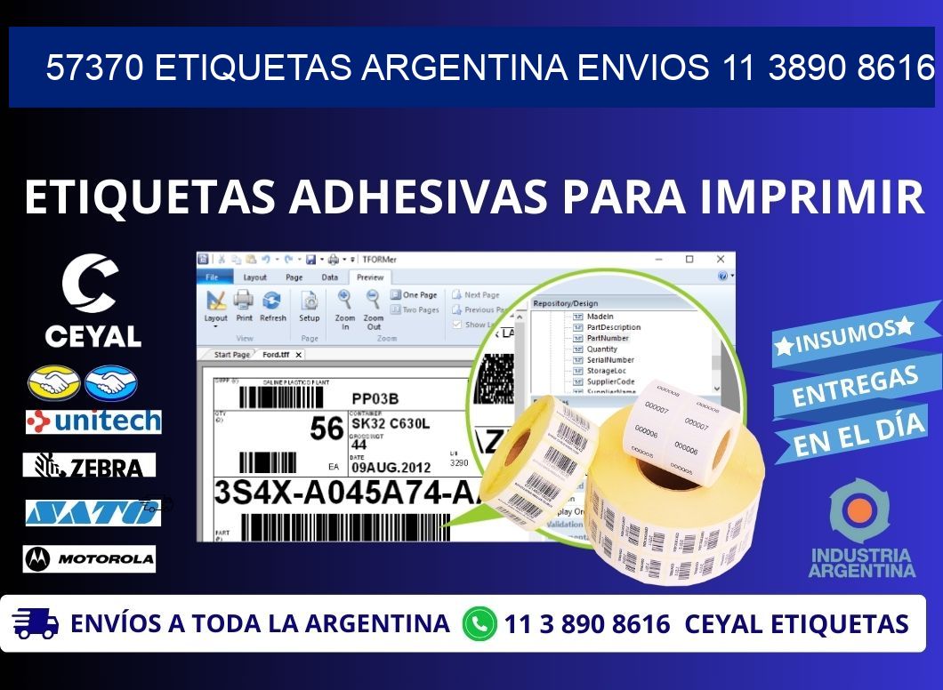 57370 ETIQUETAS ARGENTINA ENVIOS 11 3890 8616
