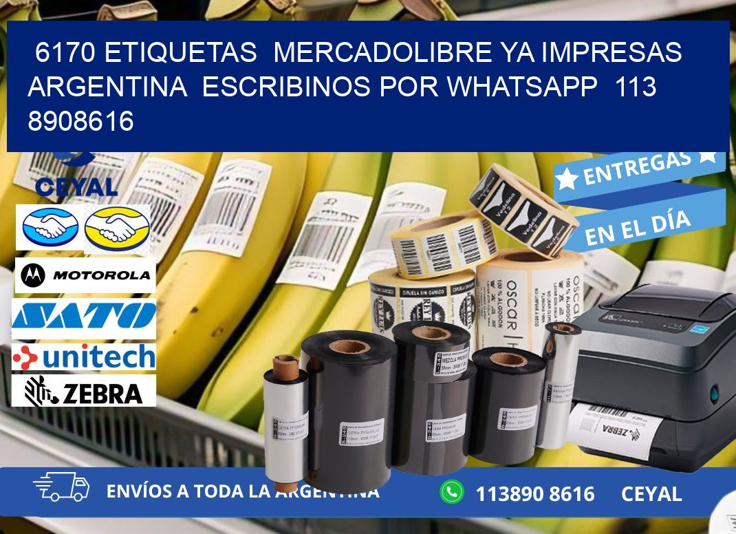 6170 ETIQUETAS  MERCADOLIBRE YA IMPRESAS ARGENTINA  ESCRIBINOS POR WHATSAPP  113 8908616