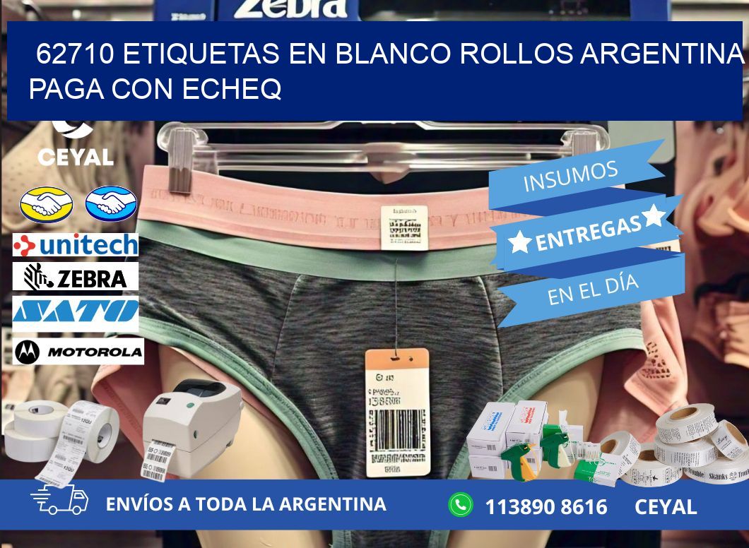 62710 ETIQUETAS EN BLANCO ROLLOS ARGENTINA PAGA CON ECHEQ