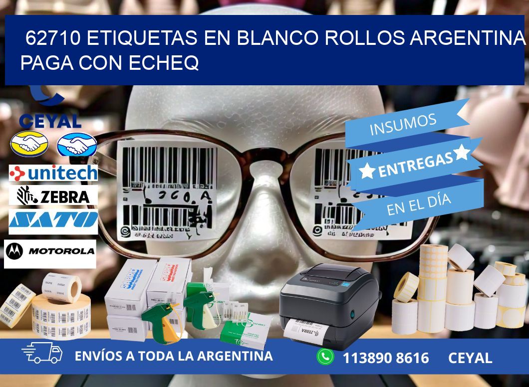62710 ETIQUETAS EN BLANCO ROLLOS ARGENTINA PAGA CON ECHEQ