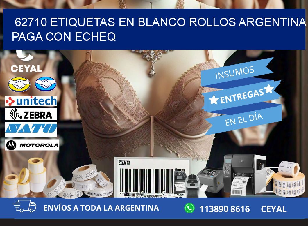 62710 ETIQUETAS EN BLANCO ROLLOS ARGENTINA PAGA CON ECHEQ