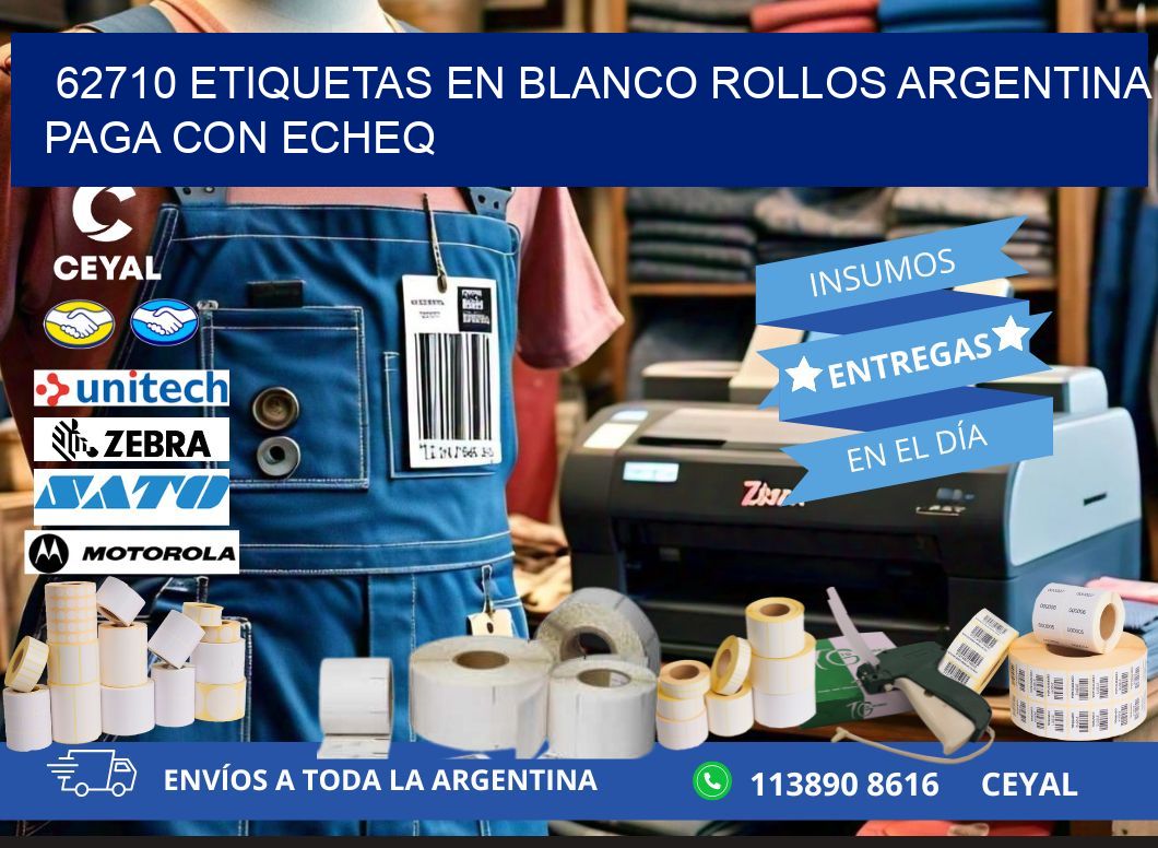 62710 ETIQUETAS EN BLANCO ROLLOS ARGENTINA PAGA CON ECHEQ