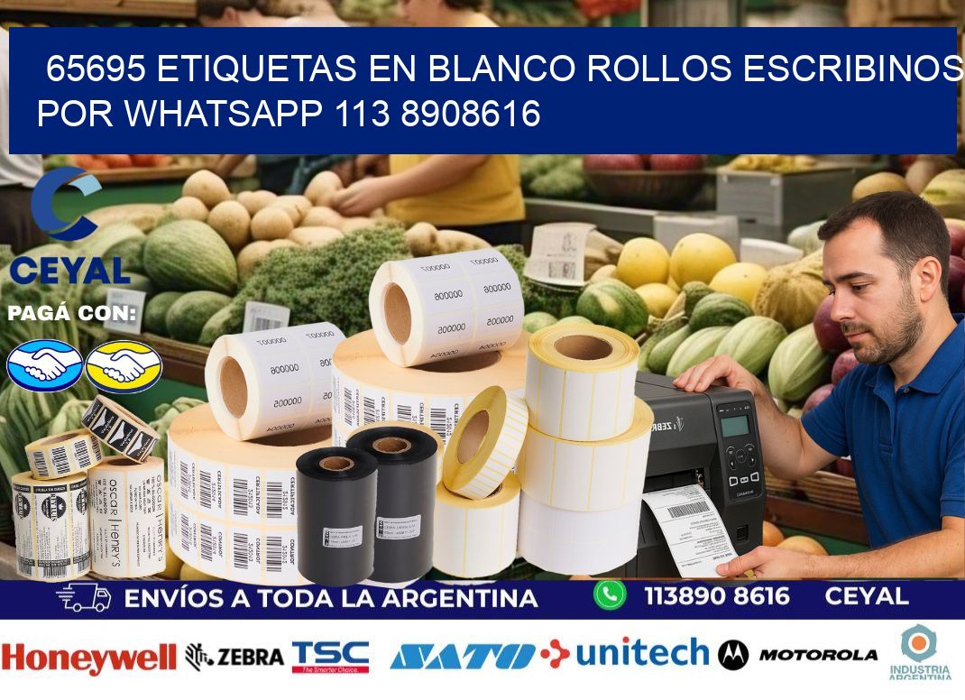 65695 ETIQUETAS EN BLANCO ROLLOS ESCRIBINOS POR WHATSAPP 113 8908616