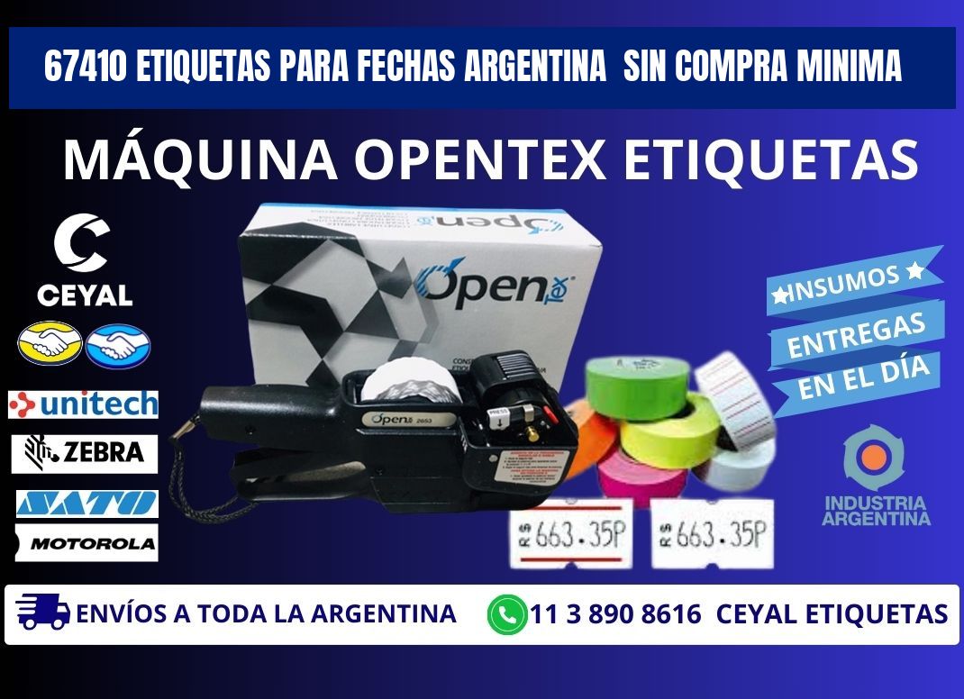 67410 ETIQUETAS PARA FECHAS ARGENTINA  SIN COMPRA MINIMA
