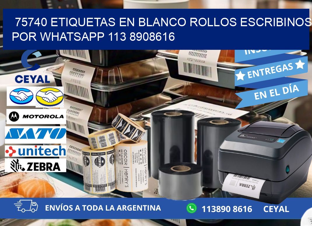 75740 ETIQUETAS EN BLANCO ROLLOS ESCRIBINOS POR WHATSAPP 113 8908616