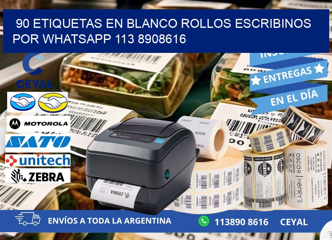 90 ETIQUETAS EN BLANCO ROLLOS ESCRIBINOS POR WHATSAPP 113 8908616