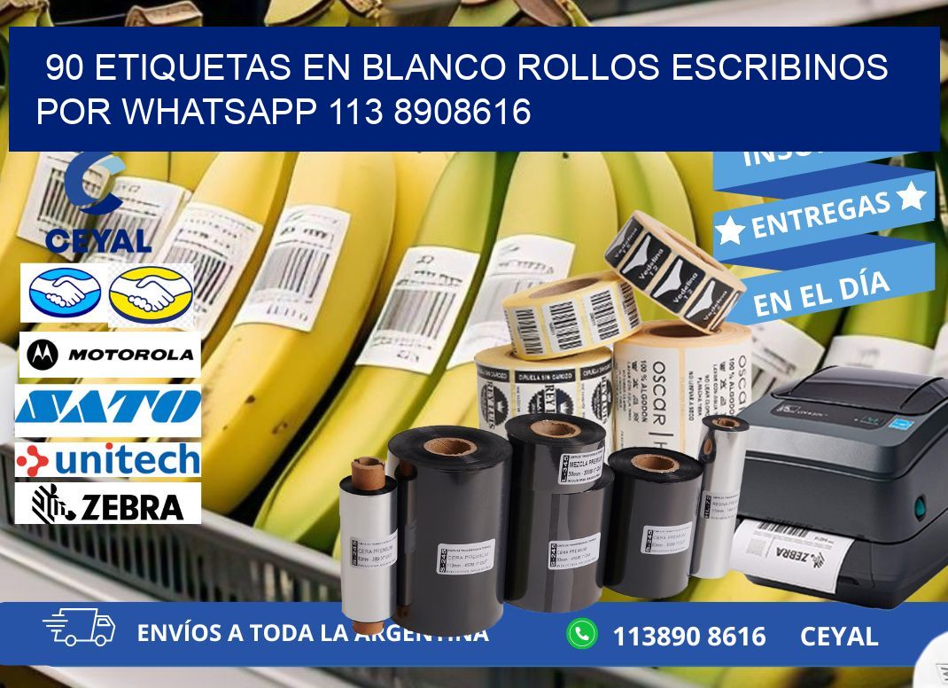 90 ETIQUETAS EN BLANCO ROLLOS ESCRIBINOS POR WHATSAPP 113 8908616