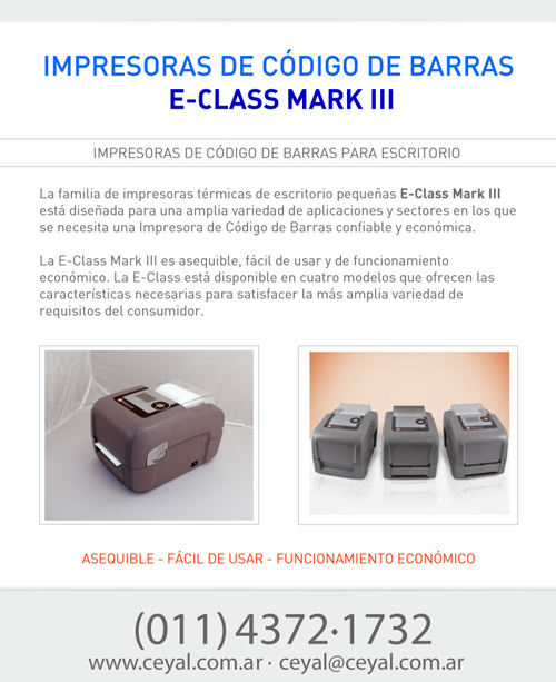 Impresoras de Código de Barras E-Class Mark III